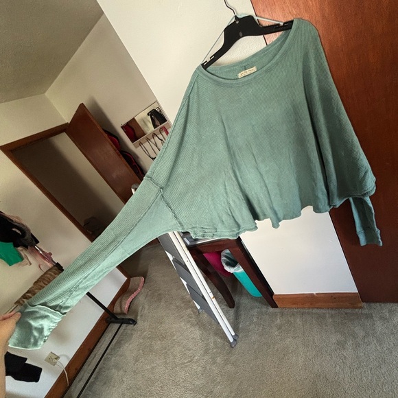 Free People Microphone Drop Thermal in Silver Pine - Picture 3 of 6